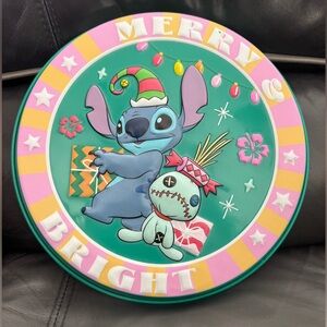 Merry & Bright Disney Stitch Round Tin Wall Hanging